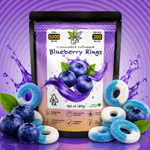 5000mg total 300mg per piece THC Cannabis infused Sour Blueberry Rings