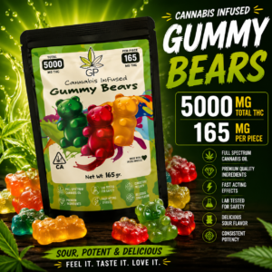 5000mg total 165mg per piece THC Cannabis infused Sour Gummy Bears